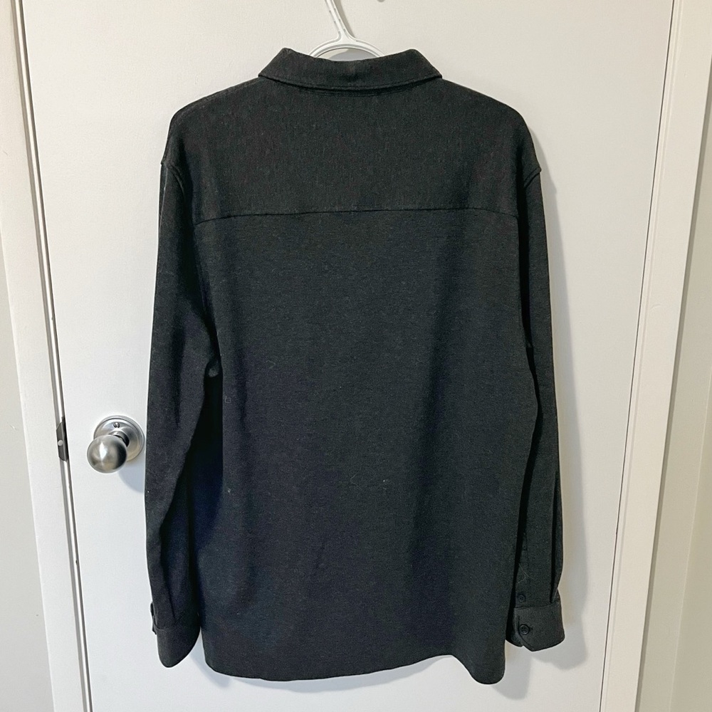 Bugatchi Cotton Blend Button Diwn Shirt Jacket Caviar Charcoal Grey size Large - Picture 8 of 16
